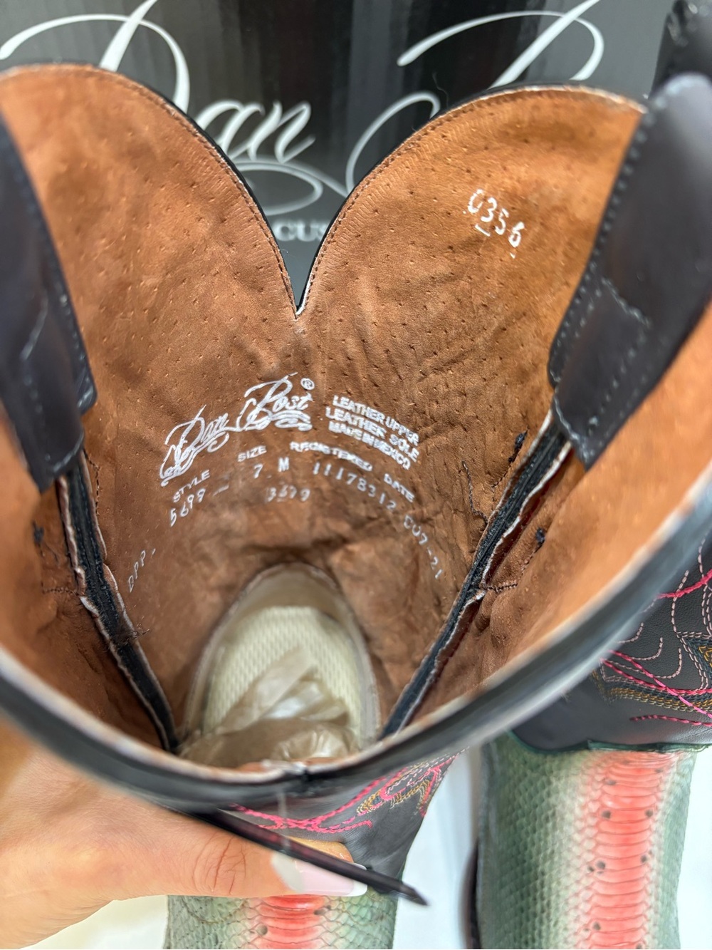 🐍 Dan Post Genuine Watersnake Cowboy Boots — NWT — Sz 7 - Picture 7 of 11